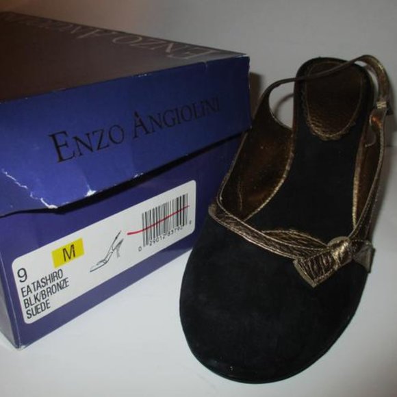 *Enzo Angiolini Black Suede Slingback Round Toe - Picture 7 of 10